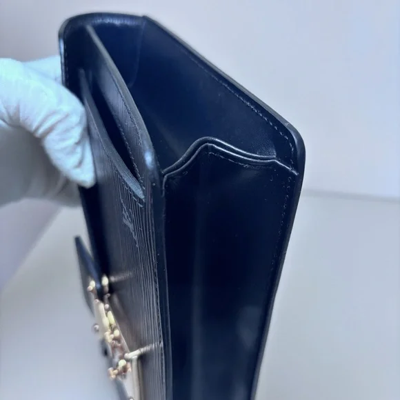 Louis Vuitton Black Epi Leather Sellier Dragonne Envelope Clutch Bag Authentic - Picture 7 of 16
